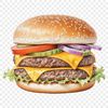 A high-resolution transparent PNG image of a cheeseburger with clear background, ideal for commercial or personal use.