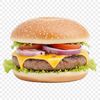 A high-resolution transparent image of a cheeseburger with a clear background, suitable for print and DIY projects.