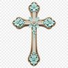 A transparent high-resolution digital image of a simple cross with floral elements.