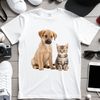 Cute Puppy Kitten Duo Illustration A digital illustration featuring a small dog and cat standing side by side in front of a transparent background.