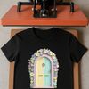 Magical Mini Door Design A small, transparent fairy door with a clear background, suitable for sublimation printing or web design.