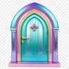 Beautiful Transparent Fairy Door PNG A whimsical fairy door with intricate details and transparent background.