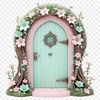 A transparent fairy door illustration against a clear background.