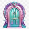 A free, high-resolution PNG image of a whimsical fairy door with a transparent background.