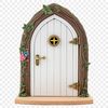 Beautiful Fairy Door Design A whimsical fairy door with a clear background, suitable for commercial or personal use as stickers, invitations, or signs.