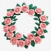 A high-resolution floral wreath made up of intricate rose details on a transparent background.