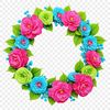 A large, high-resolution floral wreath with transparent background for commercial or personal use.