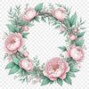 A high-resolution floral wreath in transparent PNG format, suitable for commercial use.