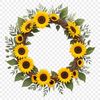 Sunflower Wreath Clip Art A high-resolution floral wreath made with sunflowers and other flowers, ideal for print or web use.