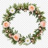 Colorful Circular Floral Arrangement Colorful flower arrangement in the shape of a circular wreath with a clear background.