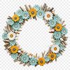 A floral wreath designed with a clear background and high resolution, ideal for sublimation printing or DIY projects.
