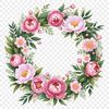 Beautiful Hand-Drawn Flower Wreath A floral wreath made from various flowers and foliage, created with a transparent background in high resolution PNG format.