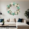 Vibrant Floral Wreath Design PNG A floral wreath design featuring colorful flowers arranged in a circular pattern on a transparent background.