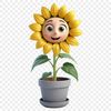 Vibrant Sunflower in Ceramic Pot A high-resolution image of a single sunflower in a ceramic flower pot with a clear background.