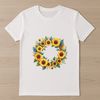 Floral Circle Wreath PNG A circular floral wreath made with sunflowers surrounding the center, suitable for printing or digital use.