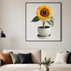 Bright Yellow Blooms with Dark Centers A single tall sunflower plant with bright yellow petals and dark center, placed in a simple flower pot.