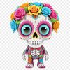 An illustration of a skull in a floral design context for commercial or personal use.