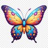 Colorful Winged Beauty PNG Image A close-up transparent image of a colorful butterfly with intricate wings on a clear background.