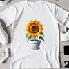 Delicate Sunflower in Minimalist Pot A transparent PNG flower illustration featuring a large, detailed sunflower in a minimalist pot setting.