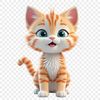 A high-resolution transparent PNG image of a curious kitten with a clear background.