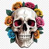 An illustration of a skull in a minimalist floral design, suitable for commercial or personal use.