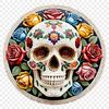 A transparent PNG image of a stylized skull with a clear background, suitable for various graphic designs.