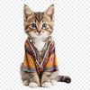 A small domestic cat with playful expression and fluffy fur.