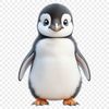 A small, adorable penguin chick standing on the ice with a clear background.