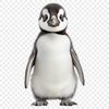 A small, adorable penguin chick stands on its feet, waddling along in the snow.