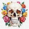 A transparent skull illustration with a clear background, suitable for sublimation printing.