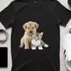 Mixed Breed Pups and Kittens Together A high-resolution PNG image of a mixed-breed puppy and kitten sitting together.