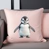 Fluffy Penguin Chick on White Background A cute penguin chick with fluffy feathers and a small beak, sitting on a white background.