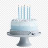 A high-resolution transparent birthday cake with colorful frosting and decorations on a clear background.
