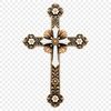 Traditional Crucifix Iconography A transparent PNG image of a traditional crucifix with intricate details, suitable for sublimation or print.