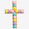 Clear Background Religious Symbol A transparent PNG image of a simple cross with floral motifs, suitable for commercial or personal use.