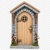 Illustrative image of a miniature door with intricate details, suitable for commercial or personal use in various designs.
