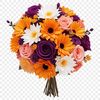 A high-resolution bouquet of flowers with clear transparent background.