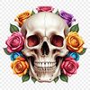 A transparent skull graphic with a clear background, suitable for various creative projects.