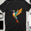 Vibrant Hummingbird Illustration on Transparent Background A clear background transparent PNG image featuring a colorful hummingbird perched on a branch.