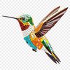 Colorful Bird Silhouette with Clear Background A colorful hummingbird in flight, with a clear background suitable for commercial or personal use.