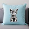 Free Cat Silhouette PNG A small, adorable domestic cat with fur and whiskers on a transparent background.