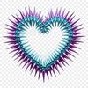 A transparent heart icon with a clear background, suitable for sublimation and print applications.