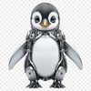 A small penguin chick standing on a white background, suitable for digital art projects.
