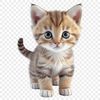 Cute cartoon kitten with clear transparent background, suitable for commercial or personal use in various designs.