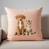 An adorable mixed-species animal image featuring a puppy and kitten in high-resolution PNG format.