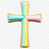 A close-up view of a simple transparent Crucifix design on a clear background.