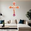 Floral Cross Iconography Image of a Christian religious icon featuring a cross symbol in a floral pattern design.