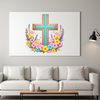 A high-resolution transparent image of a simple cross with floral motifs on a clear background.