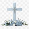 A transparent cross with intricate details, suitable for high-resolution printing or digital use.