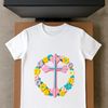 Simple Crucifix Illustration A transparent image of a crucified cross with simple floral motifs.